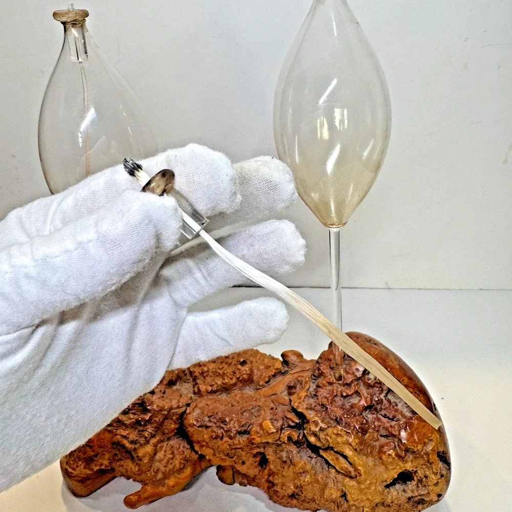 Vintage MCM Oil Candle Lamp Burl Wood 13